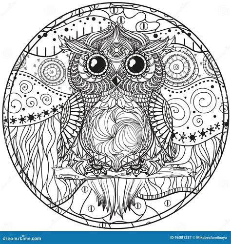 Mandala With Owl Stock Vector Illustration Of Bird Graphic 96081337