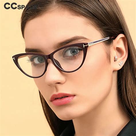 Cat Eye Glasses Frames Women Retro Oval Metal Legs Brand Designer ...