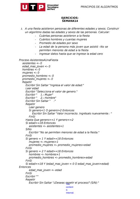 Ejercicios Semana 14 Principios De Algoritmos Ejercicios Semana A