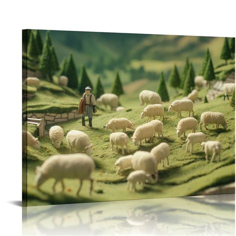 Nawypu Jesus Lamb Canvas Wall Art Jesus Running After Lost Lamb