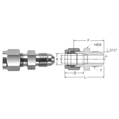 SS Tube Fitting 37 Degree Flare Union 5 16 Tube OD X 5 16 Tube Size