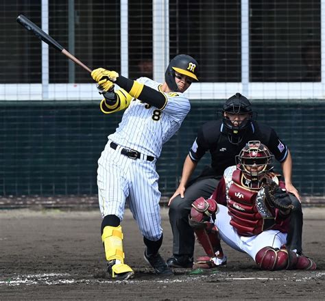 阪神・佐藤輝が虎の今年初タイムリーで先制、188日ぶり対外試合の梅野も適時打 森下のチーム初安打から ライブドアニュース