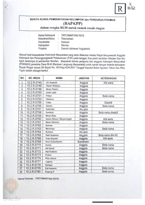 Checklist Kelengkapan Dokumen Untuk Pencairan Dana Rehabilitasi Dan