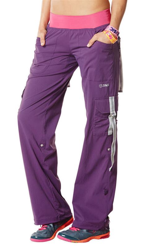 Zumba Top Line Cargo Pants Hiphop Converts To Capris Wside Snaps Berry