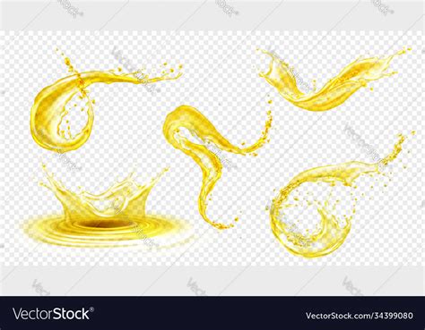 Orange Lemon Juice Or Oil Splashes Yellow Drink Vector Image