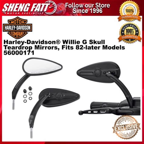 Harley Davidson® Willie G Skull Teardrop Mirrors Fits 82 Later And Sportster Models 56000171