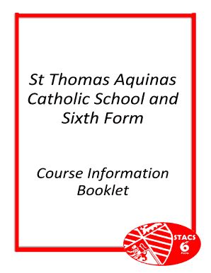 Fillable Online Sixthform Stacs St Thomas Aquinas Catholic School And