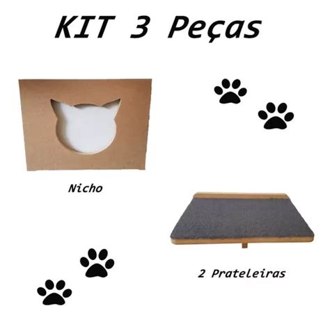 Kit Nicho Prateleiras Pe As Gato Pet Em Mdf Mm Escorrega O