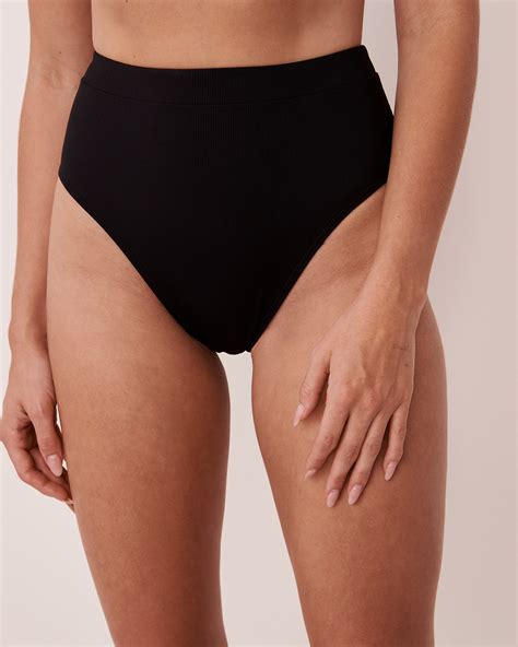 SOLID High Waist Bikini Bottom Black La Vie En Rose