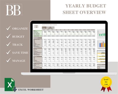 Yearly Budget Sheet Excel Template Form Personal Finance Dashboard - Etsy