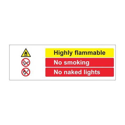 Highly Flammable No Smoking No Naked Flames 600mm X 200mm Tiger Supplies