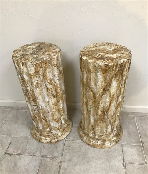 Pair Of Faux Marble Painted Plaster Pedestals For Sale At 1stdibs