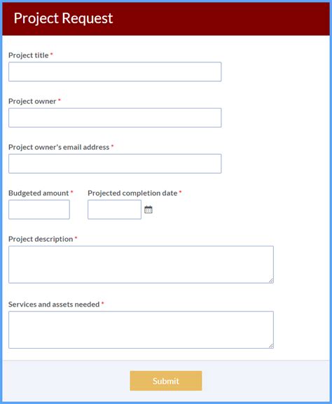 Free Project Request Form Template Free Printable Templates