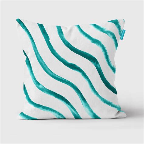 Wave Elemental Teal Cushion Perkins And Morley Designs