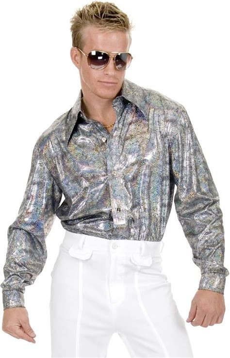 Charades Men S Glitter Hologram Disco Shirt Clothing