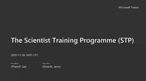 The Scientist Training Programme Presentation Nov 2020