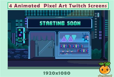 Midnight Store 4x Animated Pixel Art 8 Bit Twitch Screens Christmas Starting Soon Be Right Back