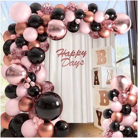 Buy Metallic Chrome Rose Gold Pink Black Balloons Balloon Garland Arch