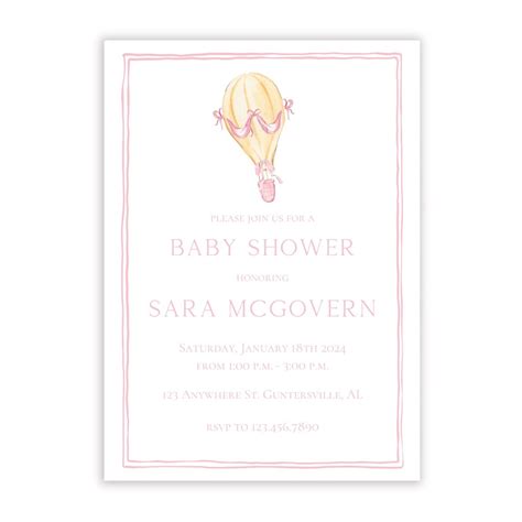 Hot Air Balloon Baby Shower Invitation Etsy