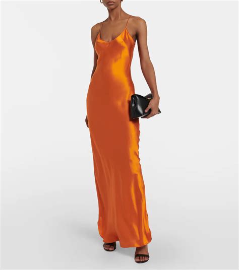 Cami Silk Satin Slip Dress In Orange Nili Lotan Mytheresa Satin Slip Silk Satin Cami Maxi