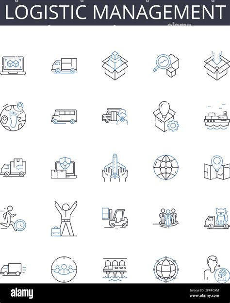 Logistic Management Line Icons Collection Supply Chain Distribution