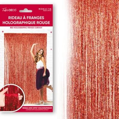 RIDEAU DE FÊTE FRANGES HOLOGRAPHIQUES 2X1M ROUGE