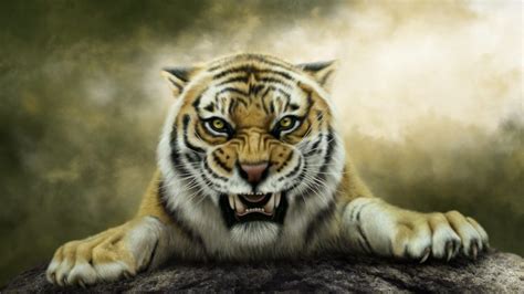 tigers, Painting, Art, Roar, Fantasy, Animals, Wallpapers Wallpapers HD ...