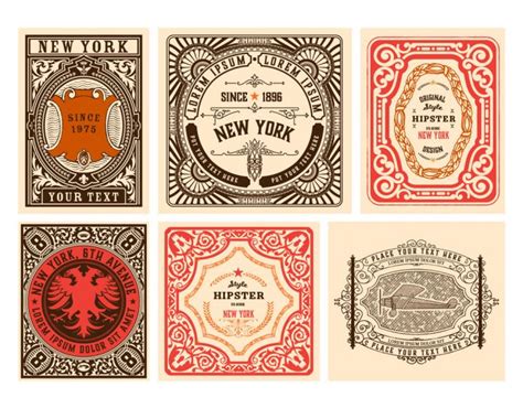 Six Vintage Labels Available as Editable Vector Graphics