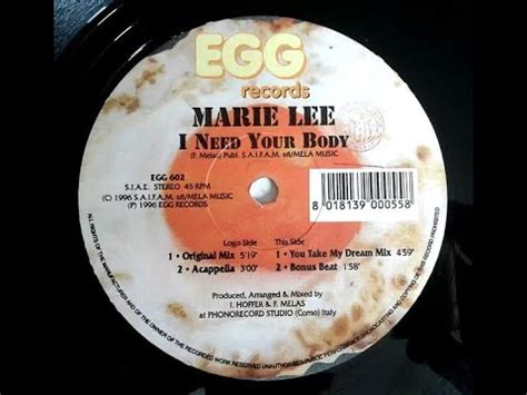 Marie Lee I Need Your Body Original Mix Version Youtube