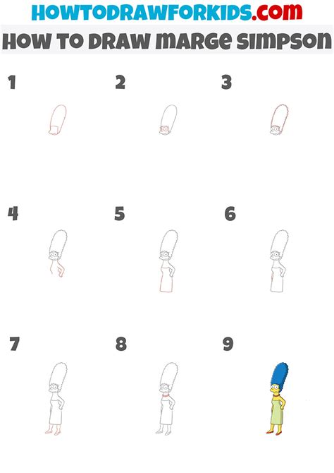 Step By Step How To Draw Marge Simpson From The Simpsons Nbkomputer