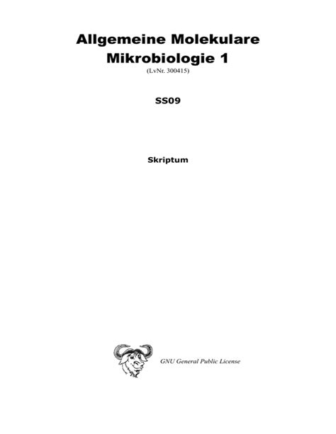 Allgemeine Molekulare Mikrobiologie 1