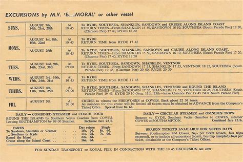 Red Funnel 1966 Timetable