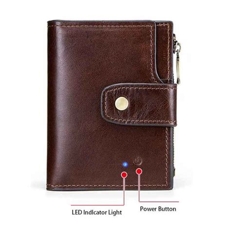 genuine leather bluetooth smart wallet anti lost locator finder gps