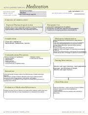 Peds Remediation 11 Pdf STUDENT NAME MEDICATION CATEGORY CLASS