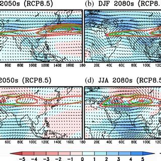 Projected Changes In The Mean Zonal Wind Shaded M S At Hpa And