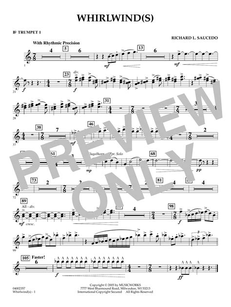 Whirlwind S Bb Trumpet 1 By Richard L Saucedo Sheet Music For