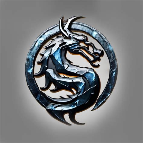 Premium Photo Logo Mortal Kombat Dragon Black Background Ice Fire