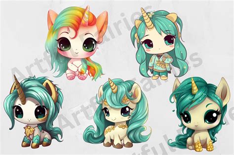 Cute Chibi Unicorn Clipart Chibi Clipart Unicorn Png Fantasy Etsy