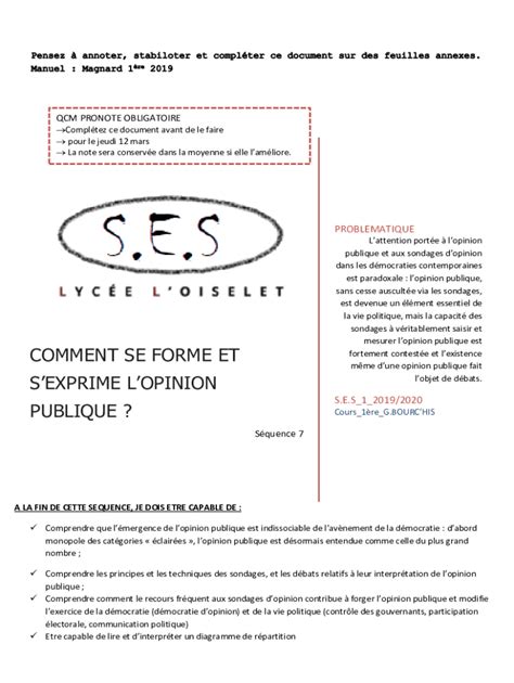 Remplissable En Ligne Comment Se Forme Et S Exprime L Opinion Publique