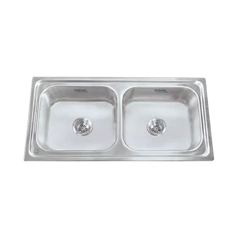 Buy Hindware Imperio 33x20x8 Inch Matt SS Double Bowl Kitchen Sink Online in India at Best Prices