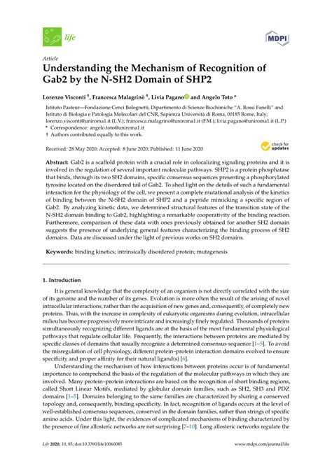 PDF Understanding The Mechanism Of Recognition Of Gab2 By The N SH2