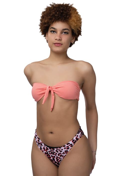 Rib Knit Knot Front Leopard Print Bikini 2 Piece Sarai S Collection