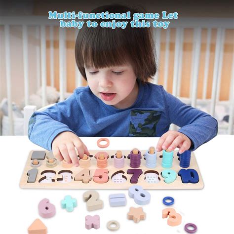 Buy Kesletney Wooden Number Puzzles Counting Shape Stacker Montessori