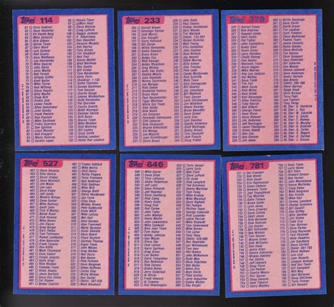 Topps Tiffany Set Lot Of Baseball Checklists Cards Nm Mt