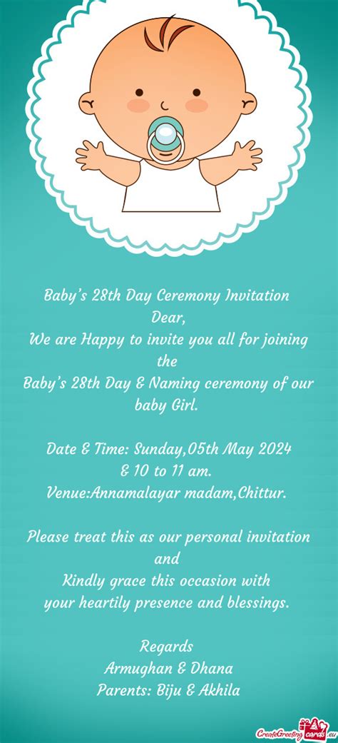 Babys Th Day Naming Ceremony Of Our Baby Girl Free Cards