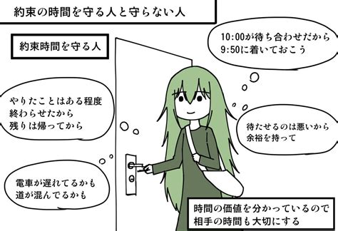 約束の時間を守る人と守らない人 対照的なケースをすっきりと比べた漫画が話題に ねとらぼ