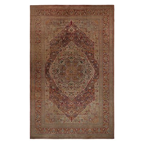 Antique Persian Tabriz Rug In Brown With Floral Patterns From Rug