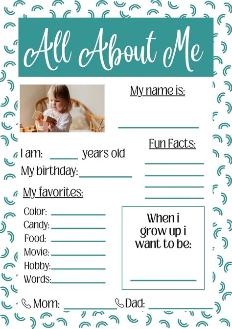 All About Me Editable Template 4 To Choose From Back To School All