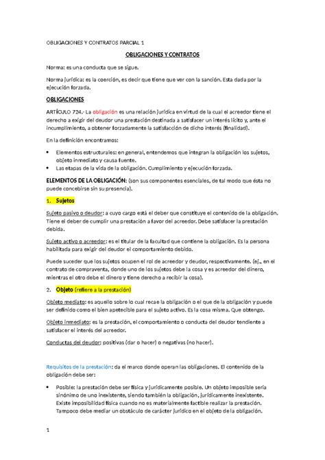 Ob Y Contratos Parcial Obligaciones Y Contratos Parcial