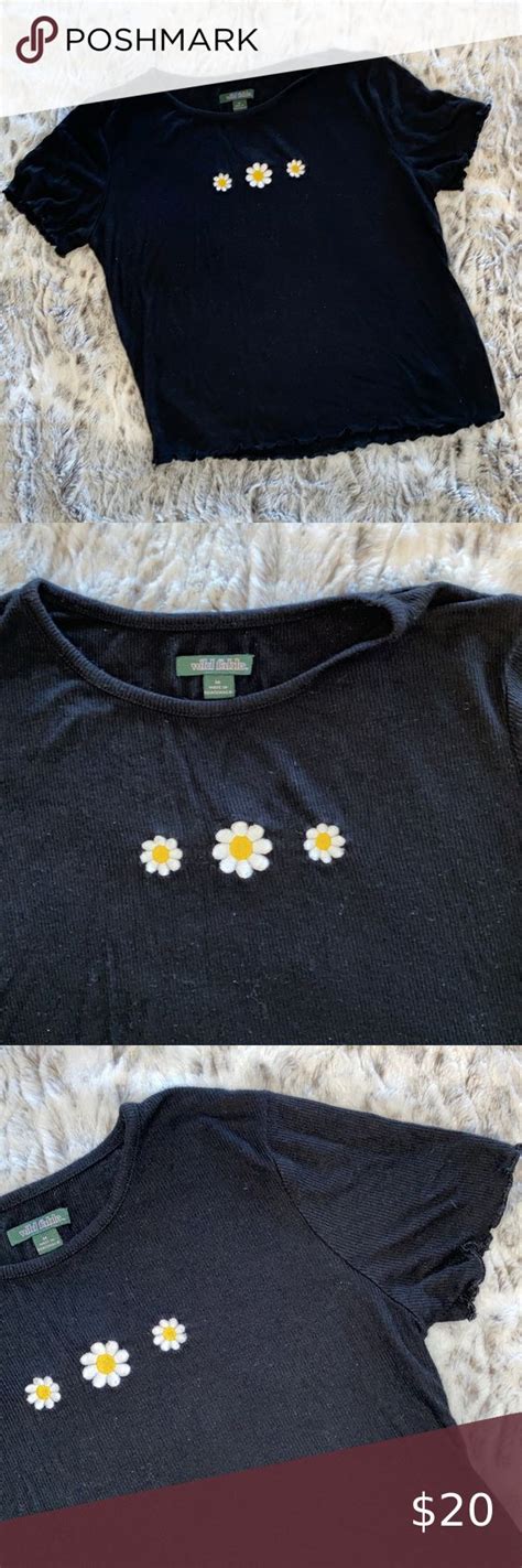 90s Style Wild Fable Ribbed Daisy Cropped Top 90s Fashion Daisy Crop